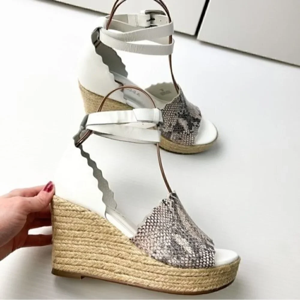 Matisse Espadrille Sandals womens size 8 Roma Snakeskin Wedge ankle strap